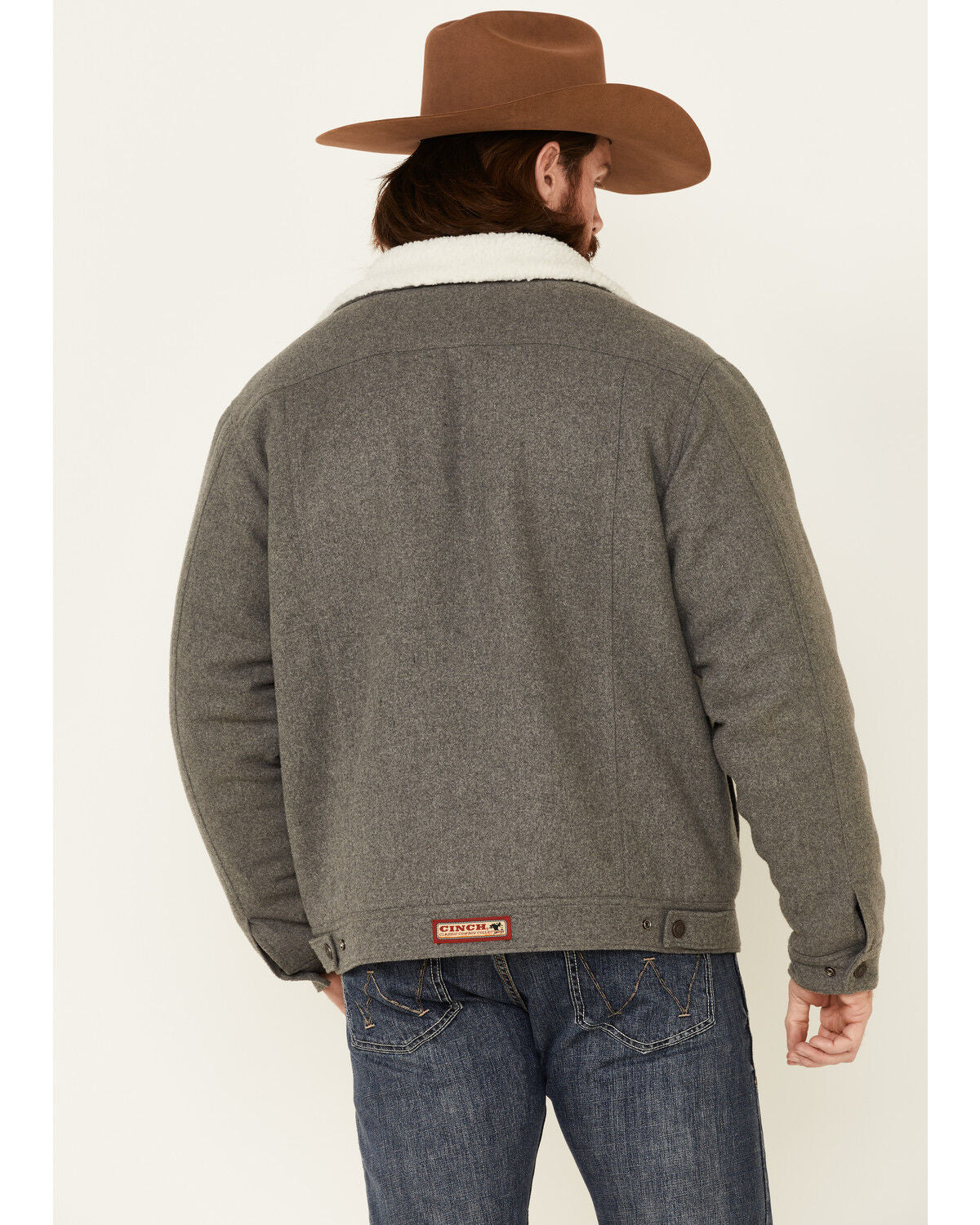 Cinch Jacket Men's Grey Wool, Snap Front Trucker Jacket - MWJ1074003