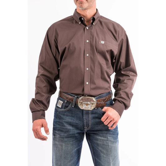 Cinch Men’s Long Sleeve Button Up, Brown - MTW1104236
