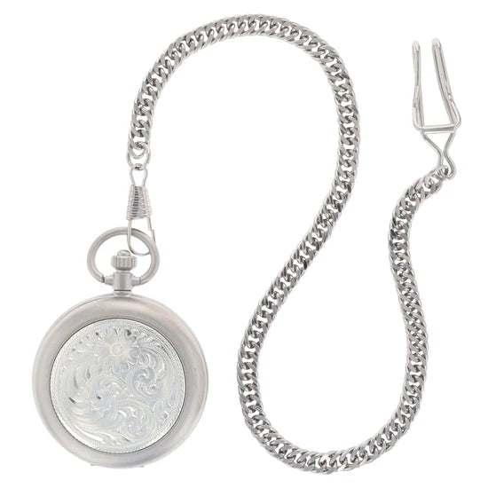 Montana Silversmiths Pocket watch - Fully Engraved Silver WATCHP10