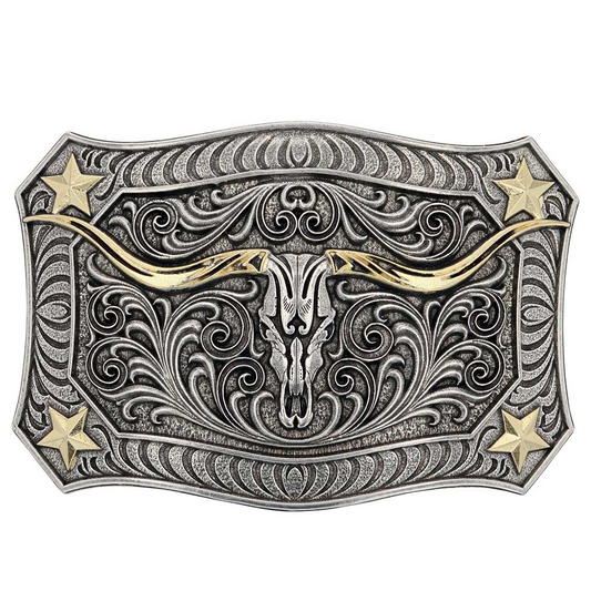 Montana Attitude Buckles - Longhorn Crest Fillgree A935