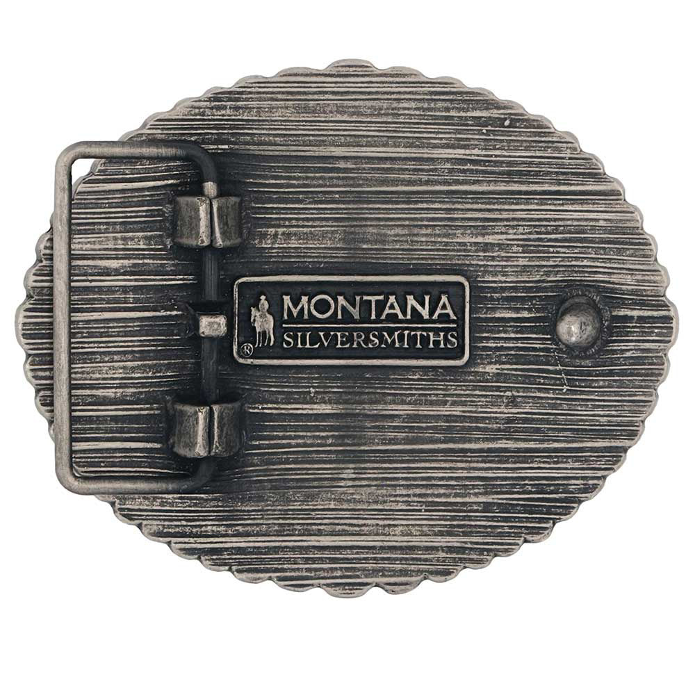 Montana Attitude Buckles - Rustic Barbed Wire Longhorn A9725