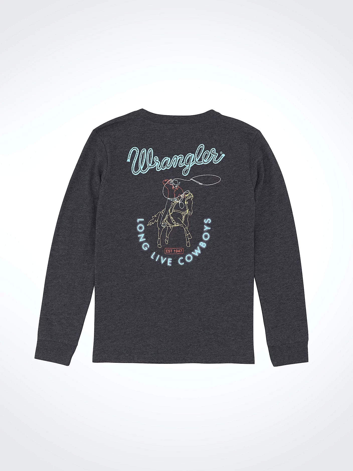 Wrangler Toddlers - Boy's Dark Grey Long Live Cowboys Graphic Long Sleeve Tee Shirt 112365732