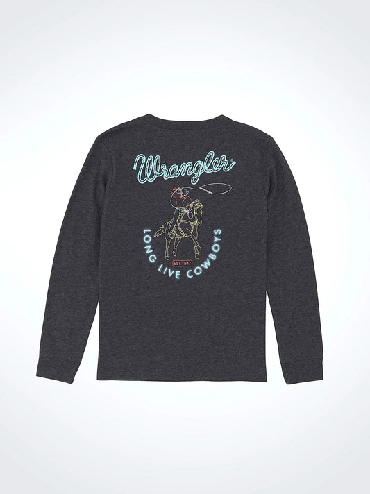 Wrangler Toddlers - Boy's Dark Grey Long Live Cowboys Graphic Long Sleeve Tee Shirt 112365732