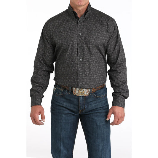 CINCH - Men LONG SLEEVE BUTTON-DOWN SHIRT, Charcoal MTW1105959