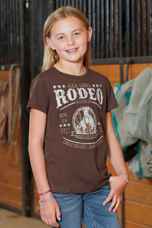 Cruel Girl - Toddler & Girl’s T-Shirt, “ All Girl Rodeo” - Brown CTK8910006