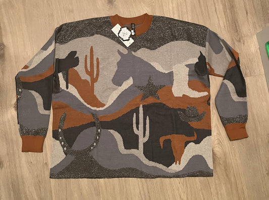 Two 2 Fly Ladies Western Desert Sweater