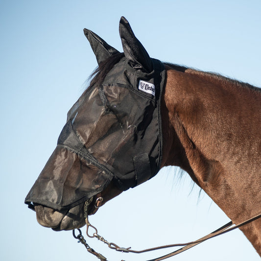 Cashel Quiet Ride Fly Mask, Long Nose w/ Ears, Black