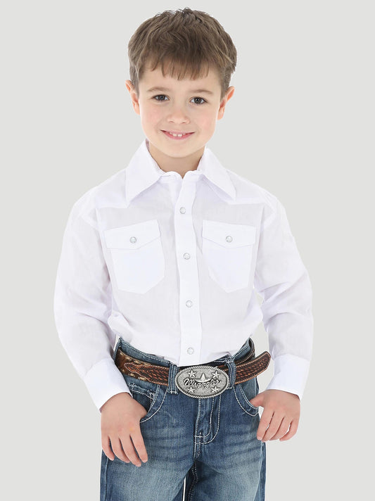 Wrangler Boy Shirt - white, Pearl Snap- 10204WHSL