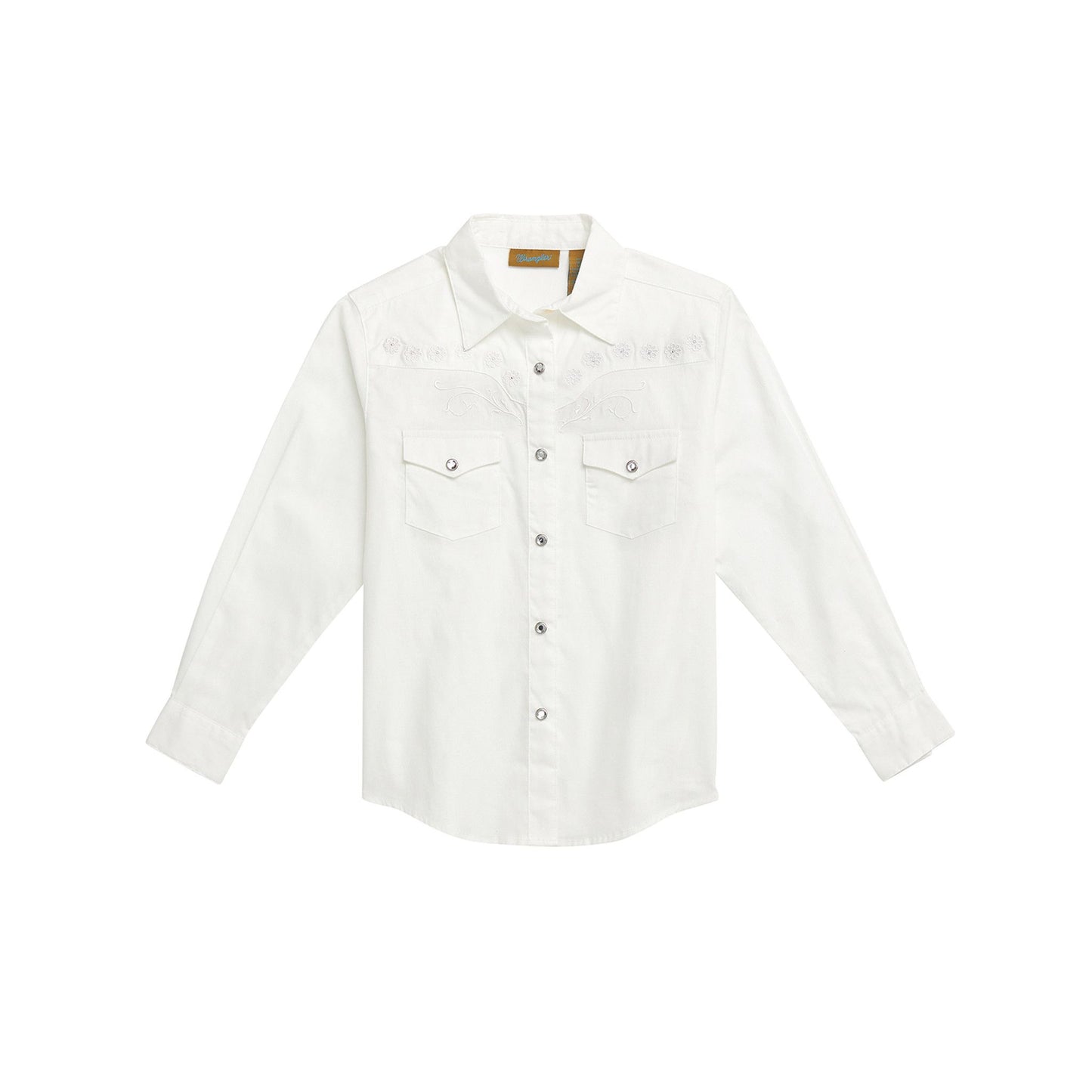 Wrangler Girls White, Rhinestone Snap Western Shirt 10GW7001W