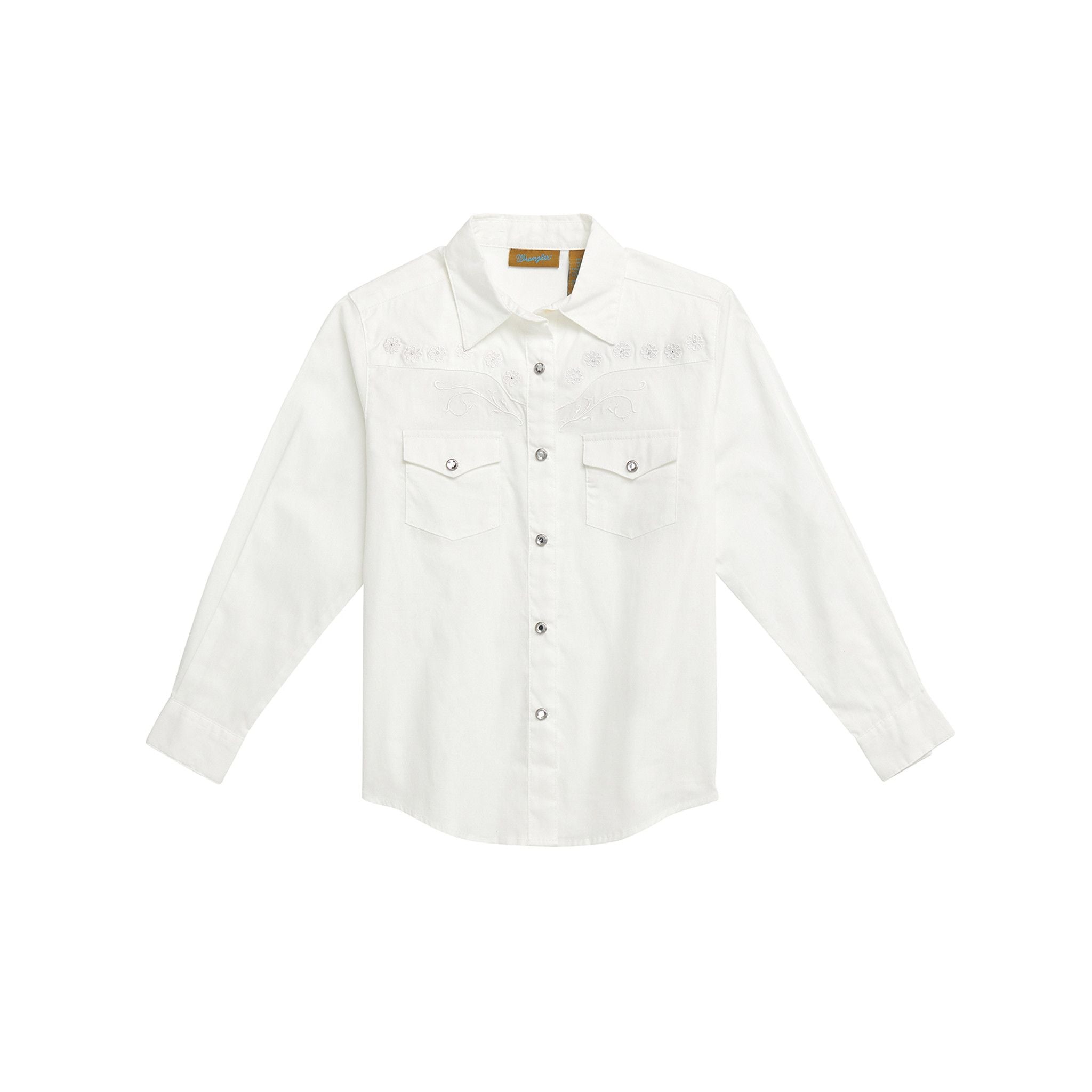 Wrangler Girls White, Rhinestone Snap Western Shirt 10GW7001W