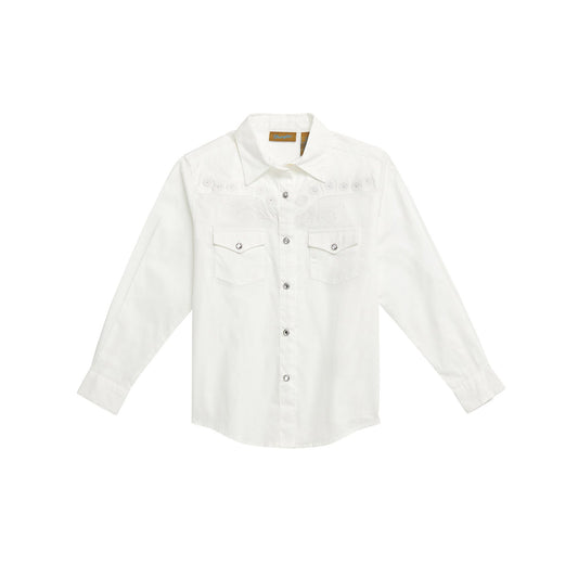 Wrangler Girls White, Rhinestone Snap Western Shirt 10GW7001W