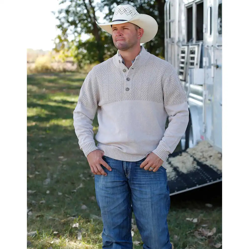 CINCH Men’s knit Sweater, Cream MWK1932001