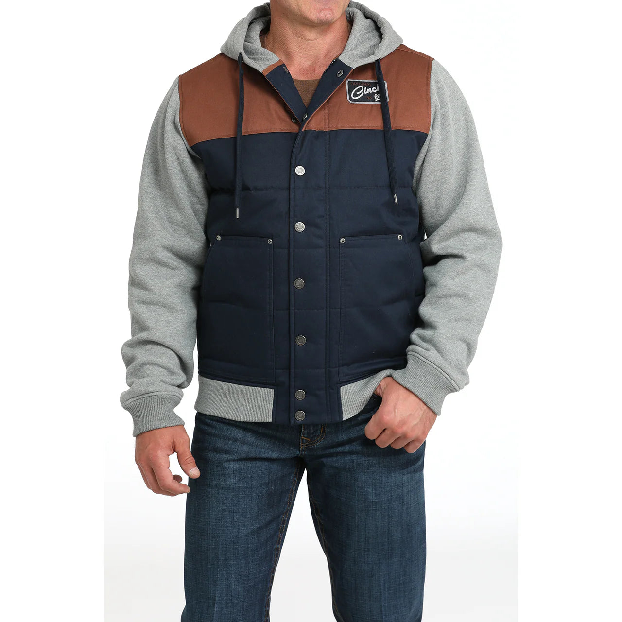 Cinch Jacket Men's Hoodie Jacket, Brown/Navy- MWJ1092004