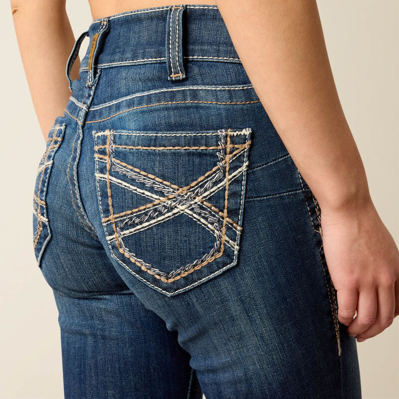 Ariat Ladies Jean, Mid Rise Stretch Entwined Festival Boot Cut 10025286