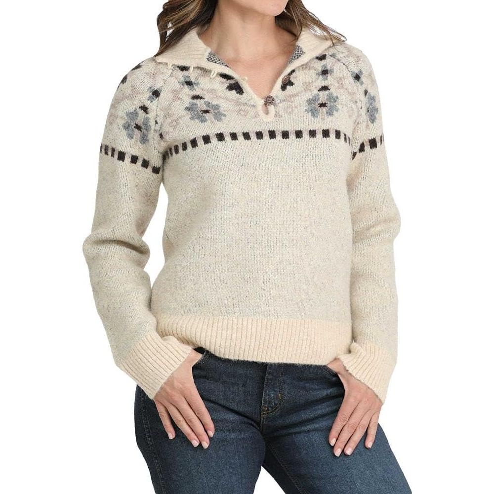 Cinch Ladies Pullover Sweater, Cream MAK9917001