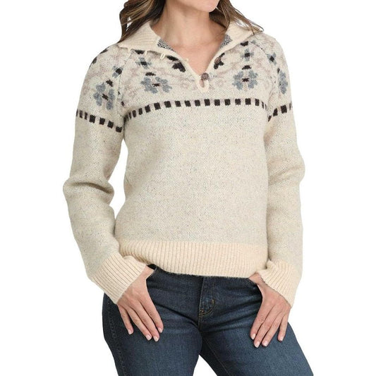 Cinch Ladies Pullover Sweater, Cream MAK9917001