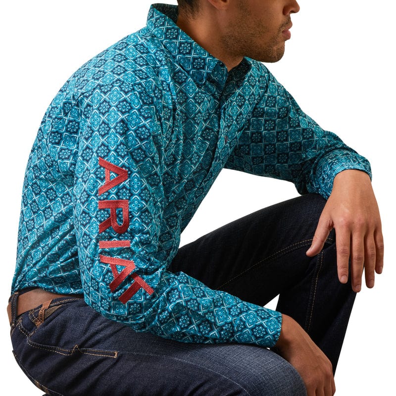 Ariat Men's Blue Teal Classic Fit Long Sleeve