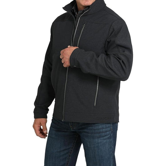 Cinch Men’s Jacket - Soft Shell Bonded, Black, Textured Print MWJ1539006