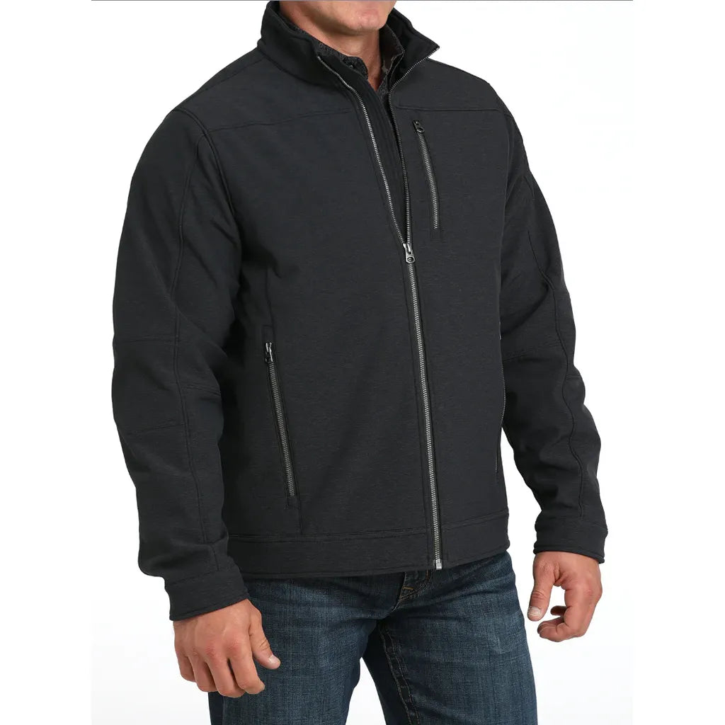 Cinch Men’s Jacket - Soft Shell Bonded, Black, Textured Print MWJ1539006