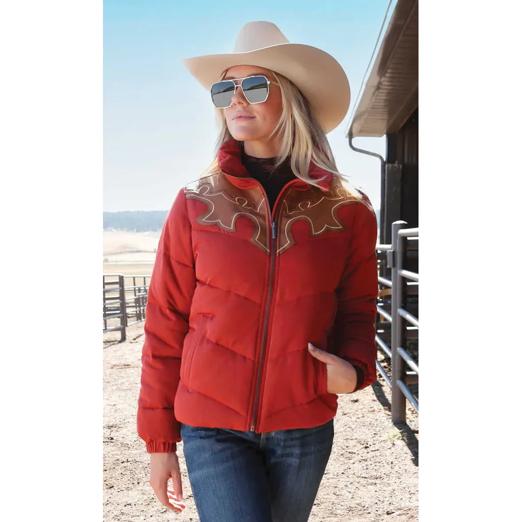 Cruel Denim Puffer Jacket, Rust- CWJ7515001