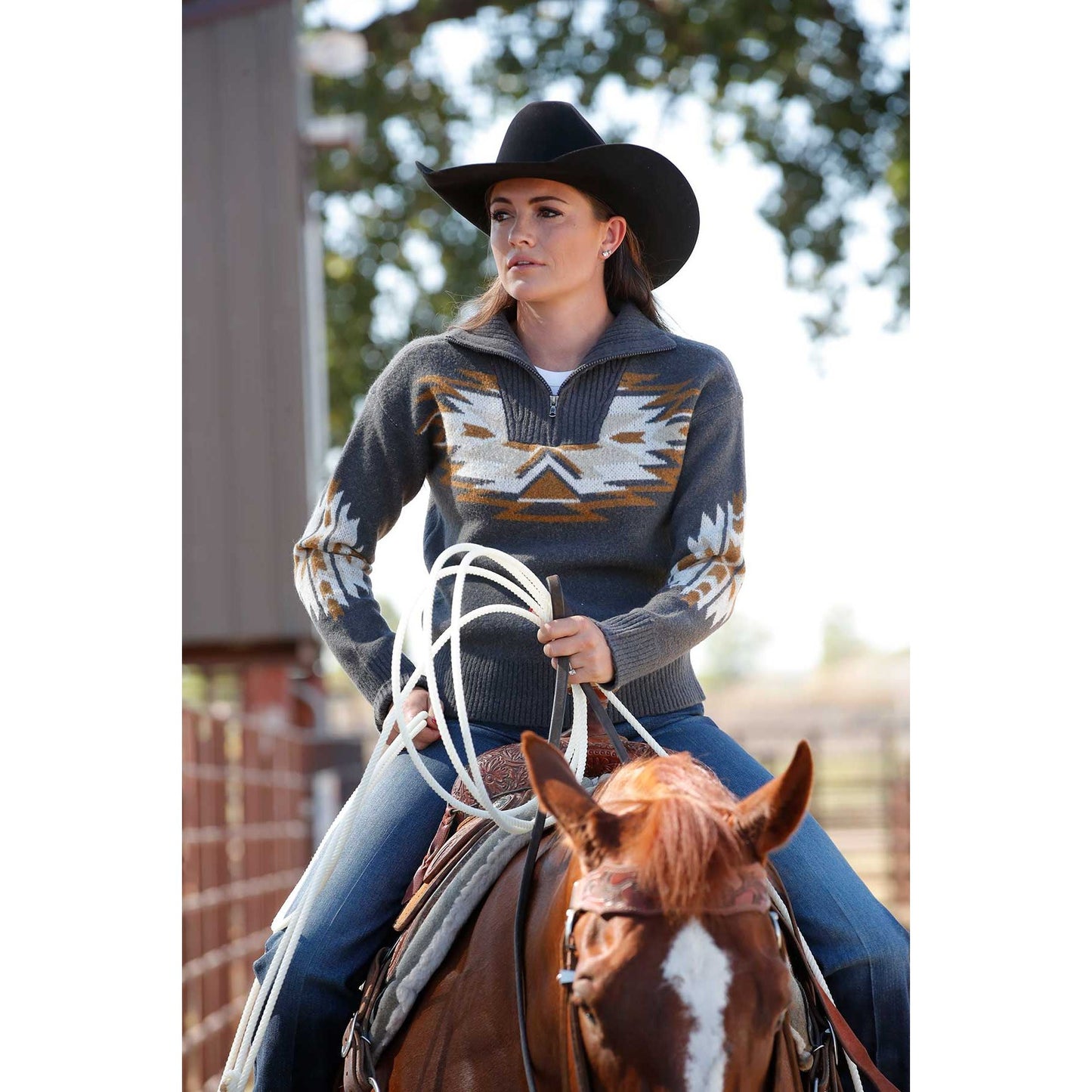 Cinch Ladies Pullover Sweater, 1/4 Zip, Charcoal MAK9916001