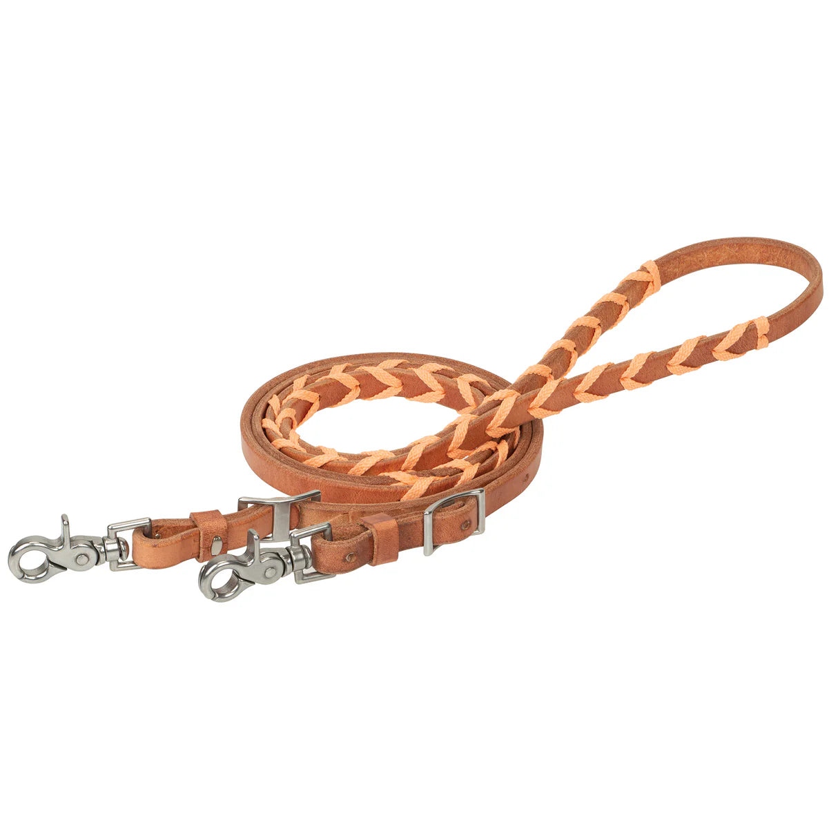 Weaver Laced Barrel Rein, Leather with Polyester Shoe Lacing 50400-54-