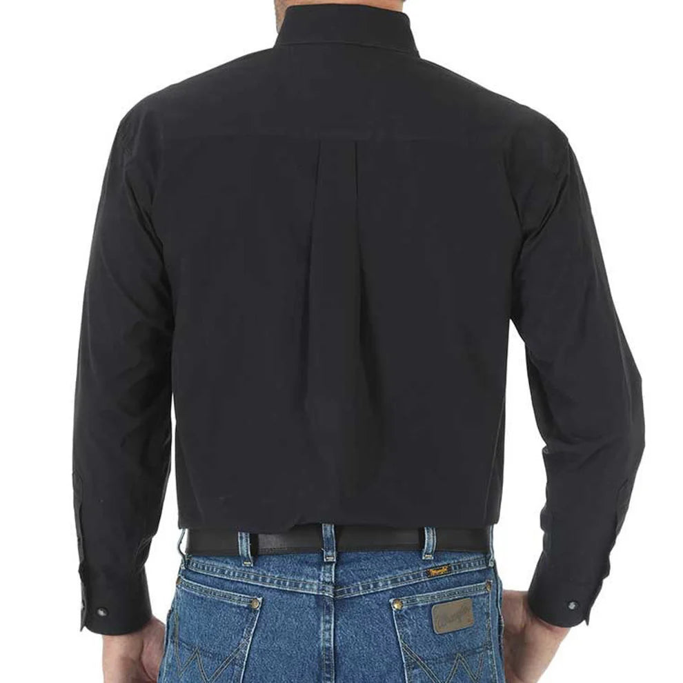 Wrangler Men's George Strait Solid Black Relaxed Fit Long Sleeve