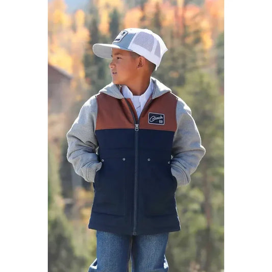 CINCH BOYS Hoodie JACKET - Brown / Navy MWJ757002