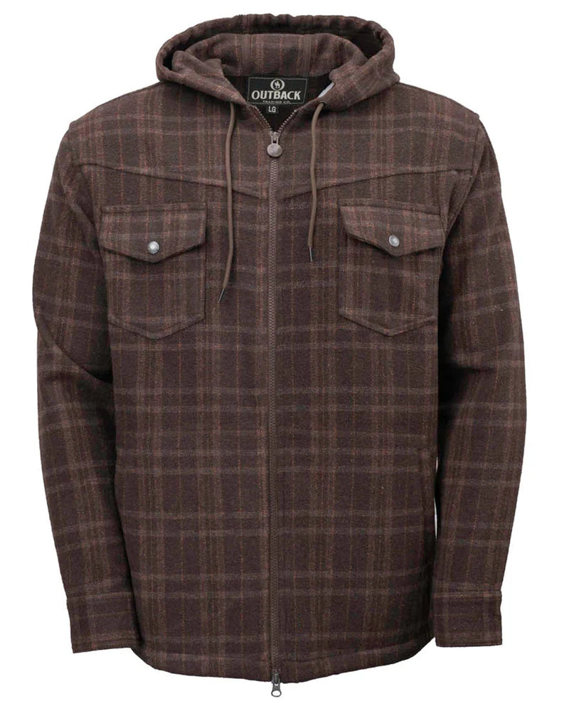 Outback MEN’S Brown Plaid Hoodie 29915