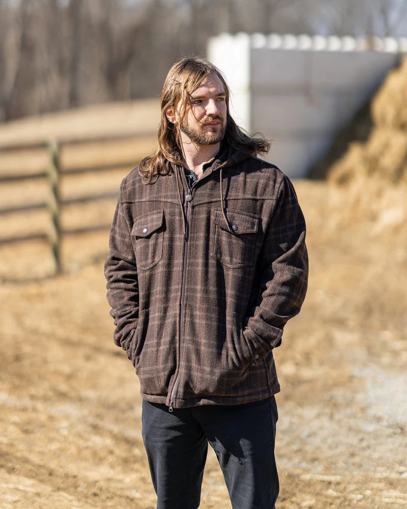 Outback MEN’S Brown Plaid Hoodie 29915