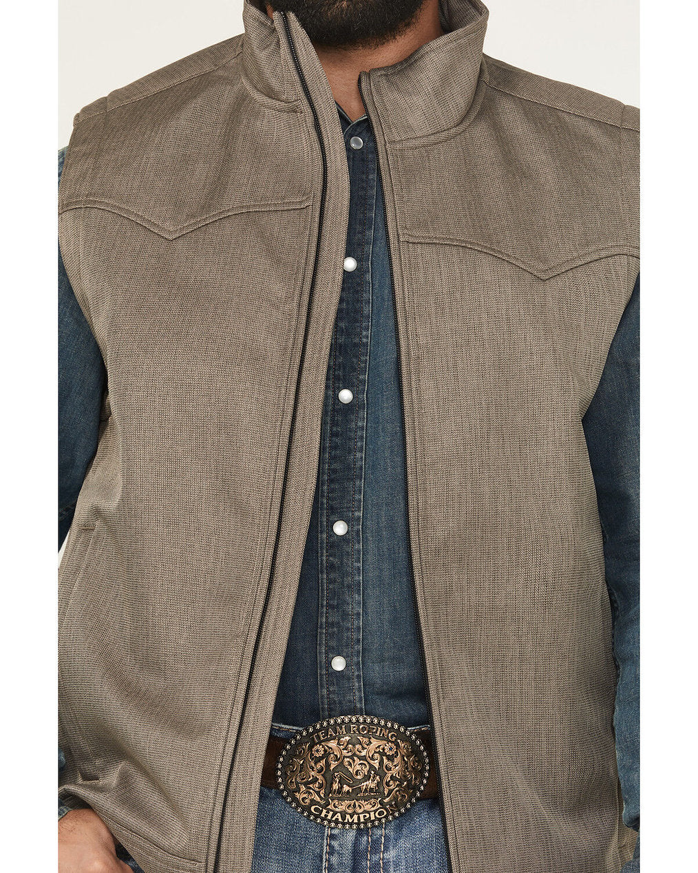 Men's Cinch Bonded Vest, Brown, Herringbone MWV1592004