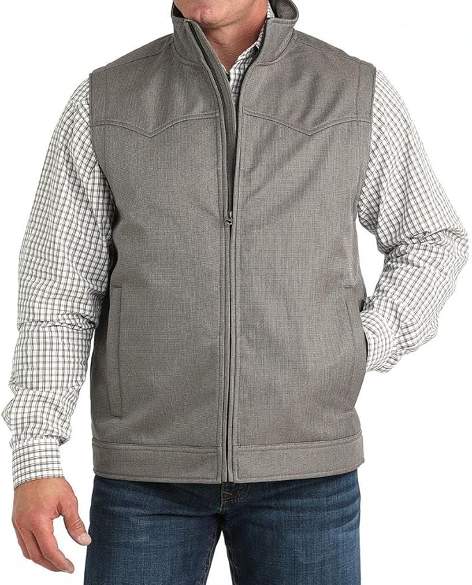 Men's Cinch Bonded Vest, Brown, Herringbone MWV1592004