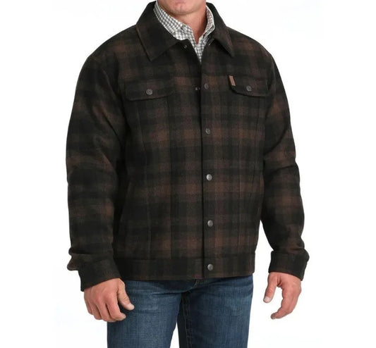 Cinch Men’s Jacket - WOOLY TRUCKER, Brown Plaid MWJ1921004
