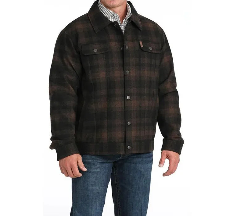 Cinch Men’s Jacket - WOOLY TRUCKER, Brown Plaid MWJ1921004