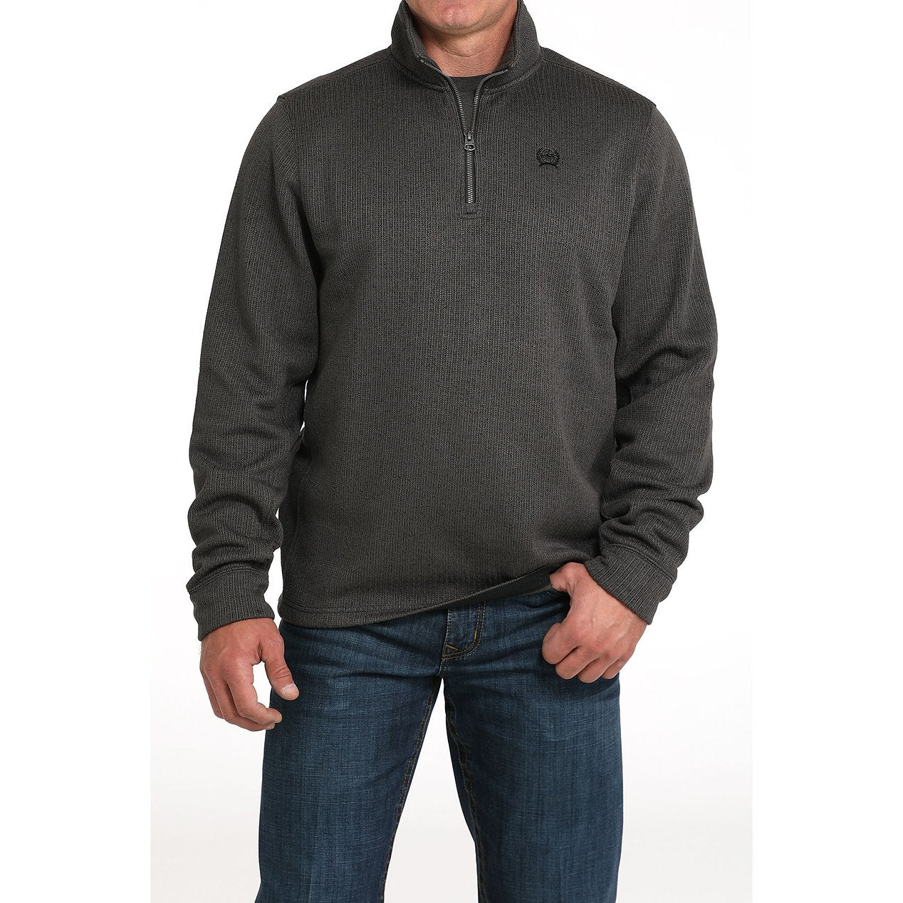CINCH MEN'S  1/4 Zip Knit PULLOVER, Charcoal MWK1080020