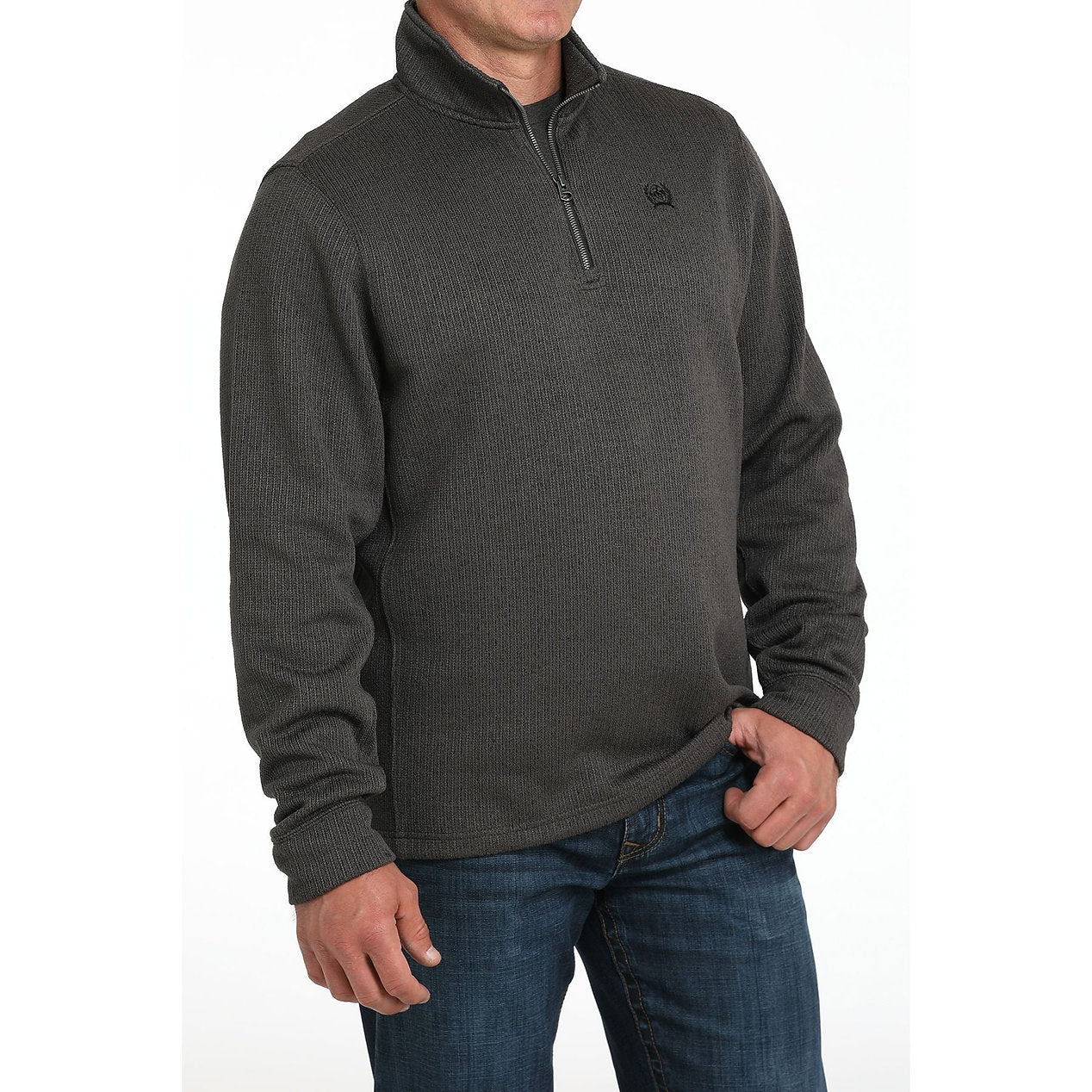 CINCH MEN'S  1/4 Zip Knit PULLOVER, Charcoal MWK1080020