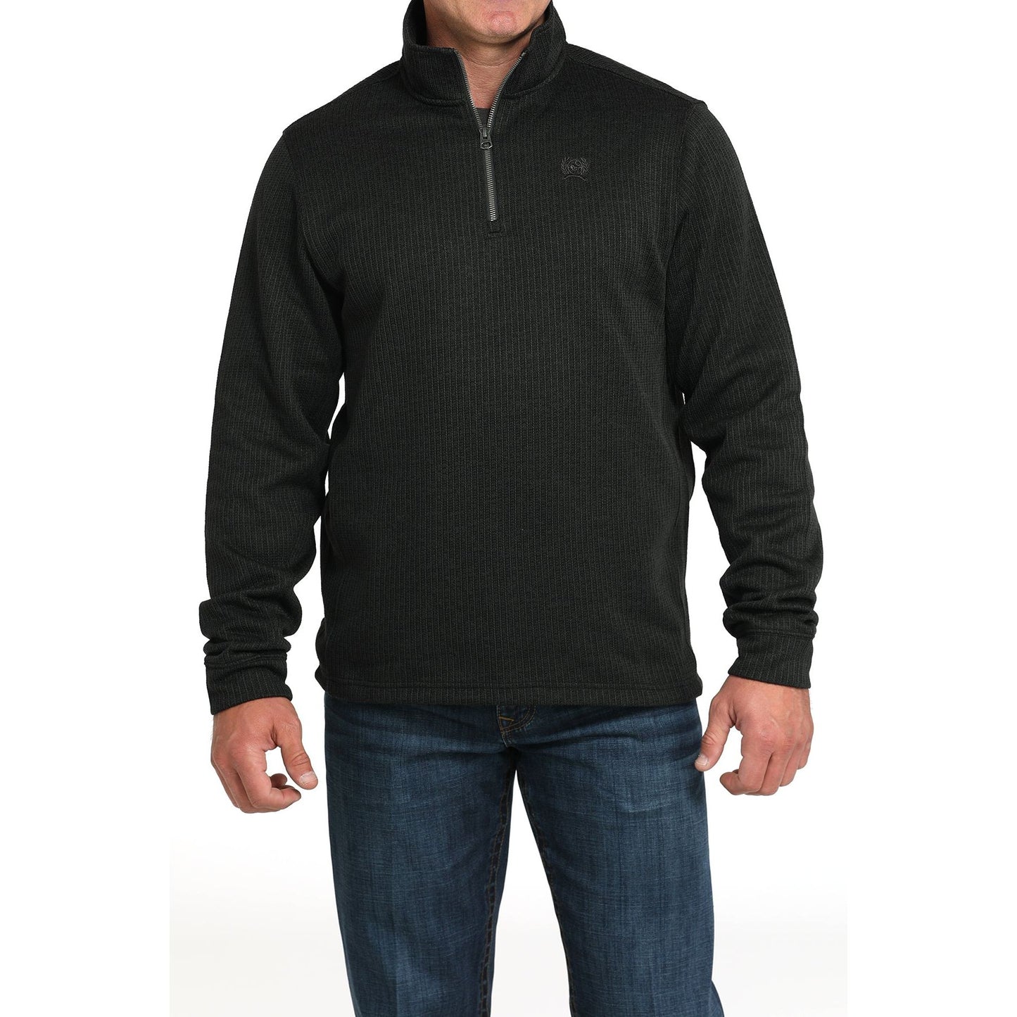 CINCH MEN'S  1/4 Zip Knit PULLOVER, Black MWK1080019