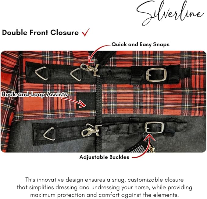 Goliath Blanket Turnout 1200D, 300g, Black w/Red Plaid 1225RD