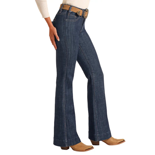 * Rock & Roll Denim Ladies Trouser -Welt Pocket, High Rise, Dark Wash BW5HD06047