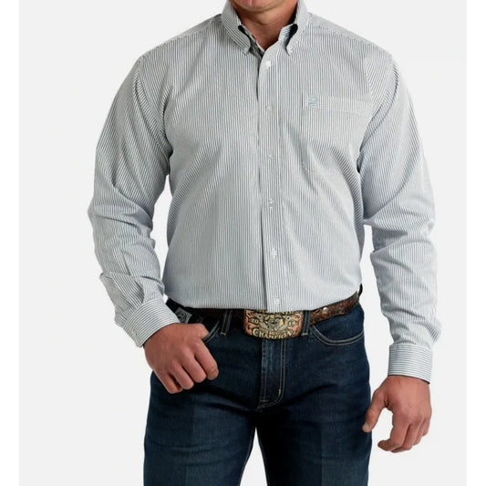 Cinch Men’s Long Sleeve Button Up, Blue Stripe, MTW1106003