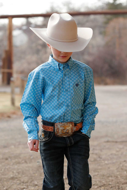 Cinch Boys Long Sleeve Western Button Up Shirt, MTW7060399