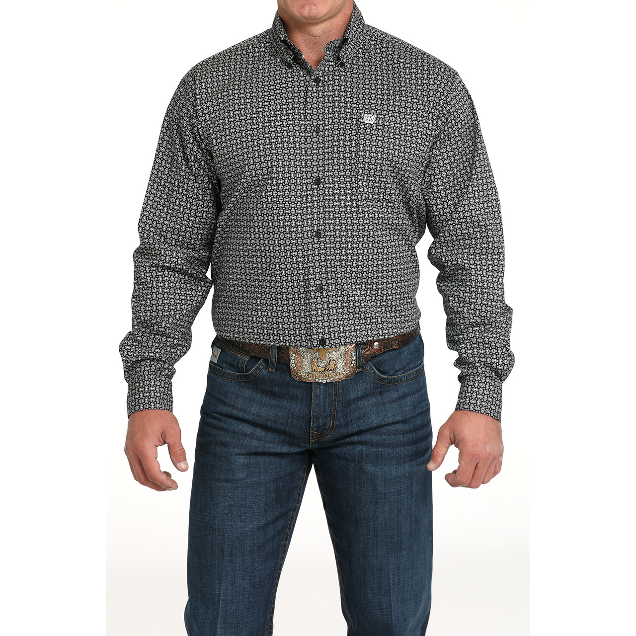 CINCH - Men LONG SLEEVE BUTTON-DOWN SHIRT, Black MTW1105998
