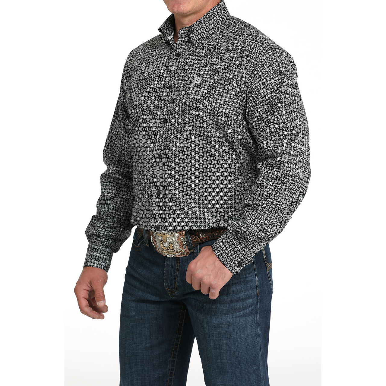 CINCH - Men LONG SLEEVE BUTTON-DOWN SHIRT, Black MTW1105998