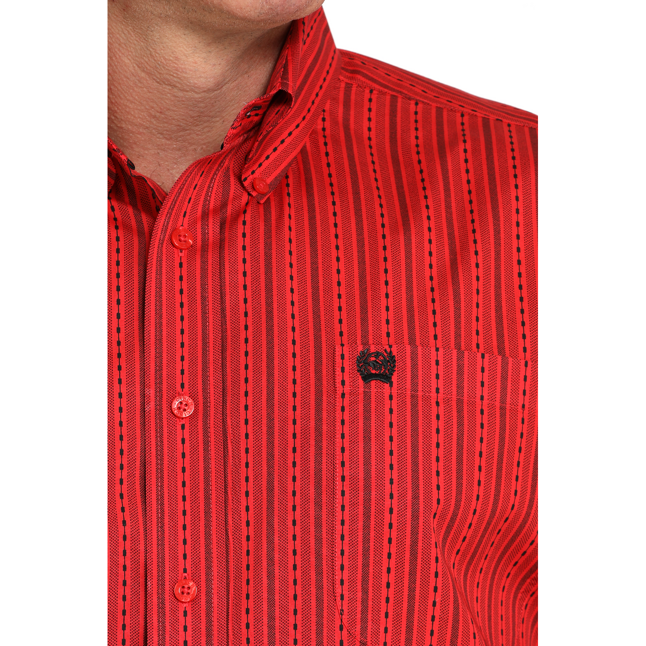 CINCH - Men LONG SLEEVE BUTTON-DOWN SHIRT, Geometric Print, Red MTW1105991