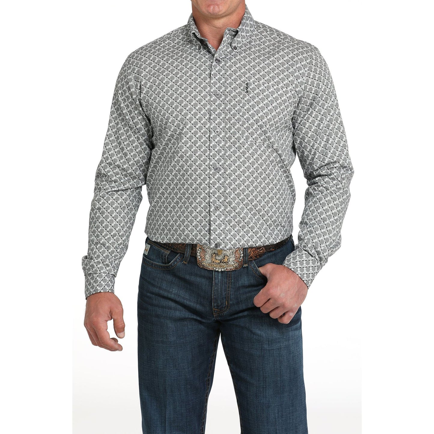 Cinch Men’s Modern Fit, Grey, Button Down Shirt - MTW1347141