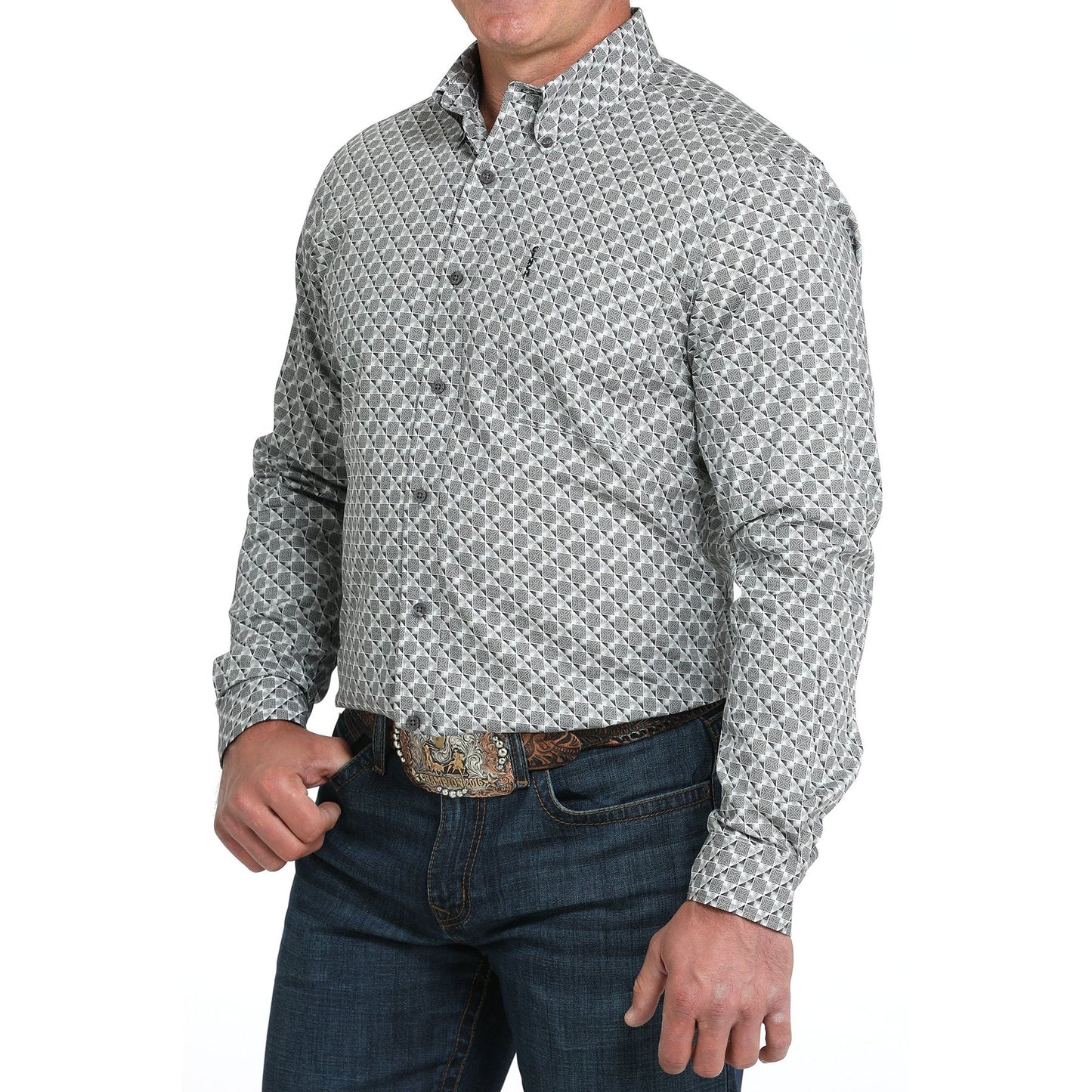 Cinch Men’s Modern Fit, Grey, Button Down Shirt - MTW1347141