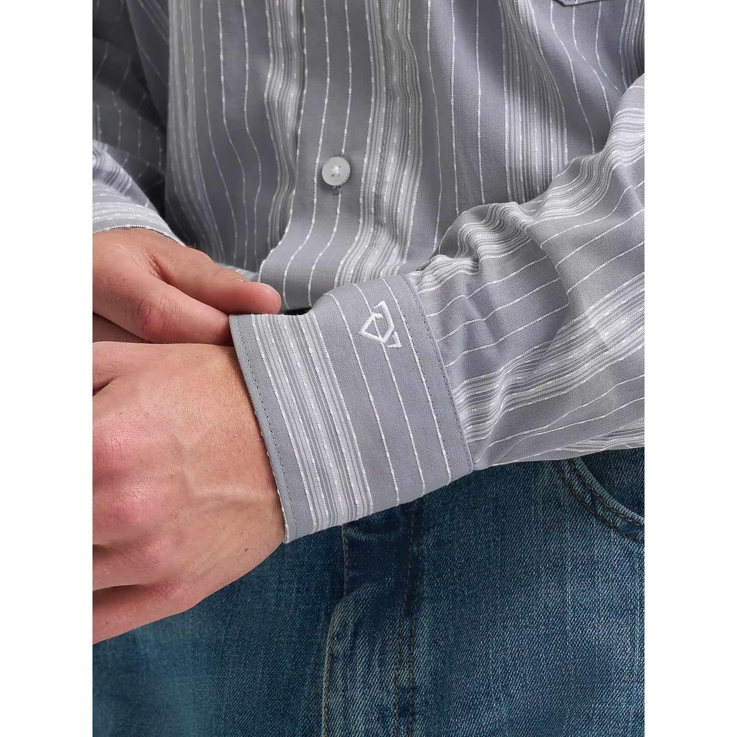 Wrangler Men’s CODY JOHNSON, BUTTON DOWN SHIRT - Grey Stripe | 112374477