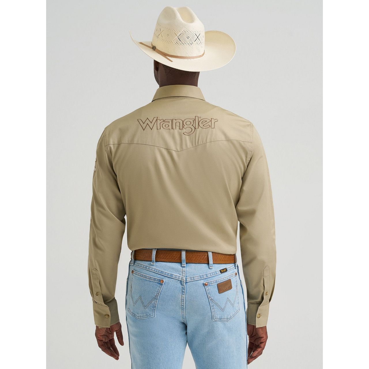 Wrangler Men's Western Button Shirt - Classic Fit, Khaki - 112374859