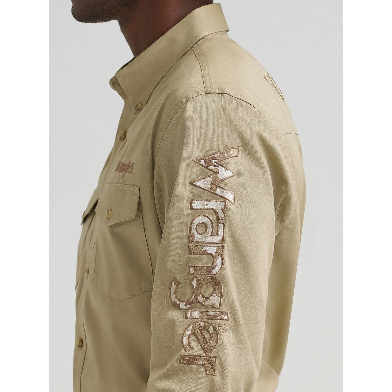 Wrangler Men's Western Button Shirt - Classic Fit, Khaki - 112374859