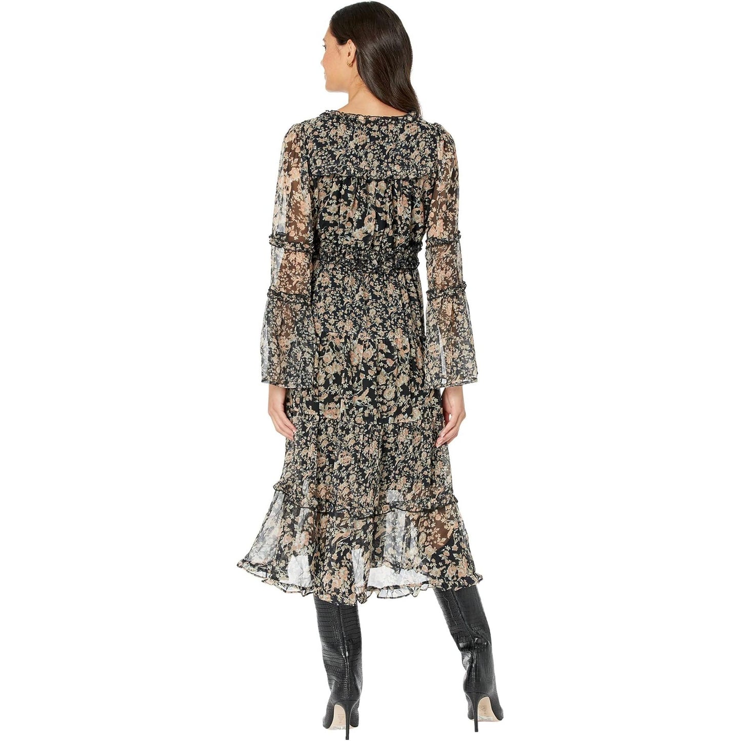 Miss Me Chiffon Floral Printed Maxi Dress Multi Black